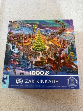 New Ceaco Zak Kinkade  1000 Piece Jigsaw Puzzle Santa's North Pole Christmas